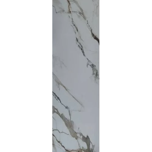 لوح بديل رخام لامع للمطابخ، مقاس 122×290 سم، لون أبيض مع عروق رمادي، موديل Set-2002