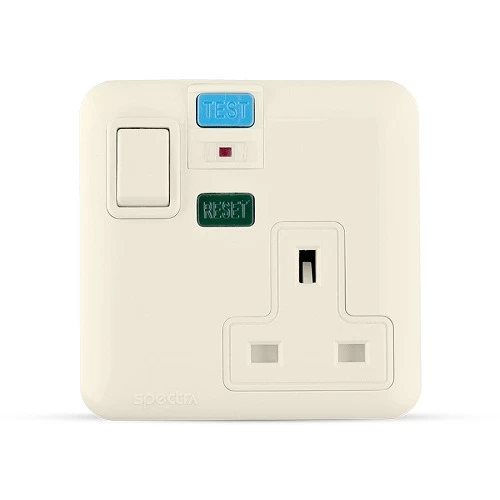 فيش RCD مفرد بمفتاح ثنائي القطب 13 امبير، بيج، 7×7 سم، SAK111 | سبكترا
