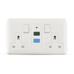 فيش RCD مزدوج بمفتاح ثنائي القطب 13 امبير، ابيض، 7×14 سم، SAK121 | سبكترا