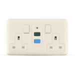 فيش RCD مزدوج بمفتاح ثنائي القطب 13 امبير، بيج، 7×14 سم، SAK121 | سبكترا