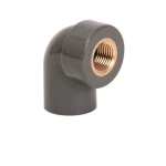 كوع بلاستيك PVC زاوية °90(SLIP X FPT) بسن نحاس داخلي جدول 80 براند أبلكو مقاس ½ × ½ إنش لون رمادي