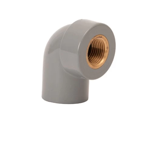 كوع بلاستيك CPVC جدول 80  زاوية °90(SLIP X FPT) بسن نحاس داخلي أبلكو المقاس ½ × ½ إنش اللون رمادي فاتح