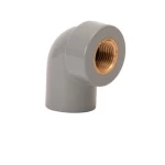 كوع بلاستيك CPVC جدول 80  زاوية °90(SLIP X FPT) بسن نحاس داخلي أبلكو المقاس ½ × ¾ إنش اللون رمادي فاتح