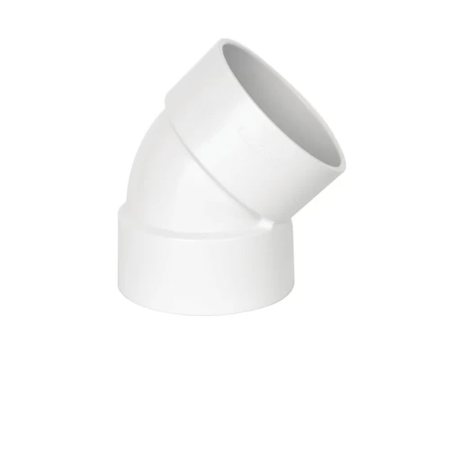 كوع بلاستيك PVC زاوية °45 جدول 40 براند شانل ارتفاع 192.00 مم مقاس 4 إنش لون  أبيض