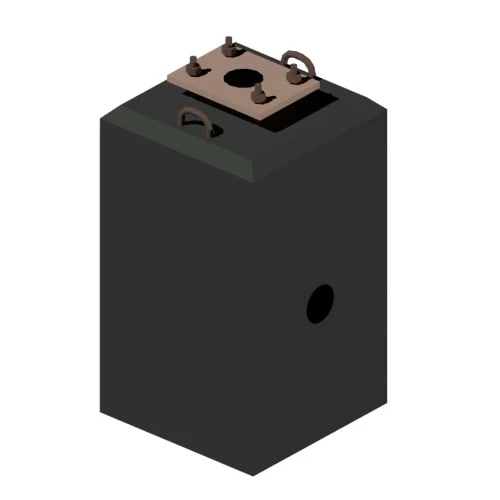 قواعد اعمدة انارة خرسانية مقاس  70×70×120 سم مسلحه 2 هوك قطر مسمار التثبيت 30/1000 مم مع طبقة عزل مناسبة لارتفاع عمود 16 متر  مع قاعده تثبيت